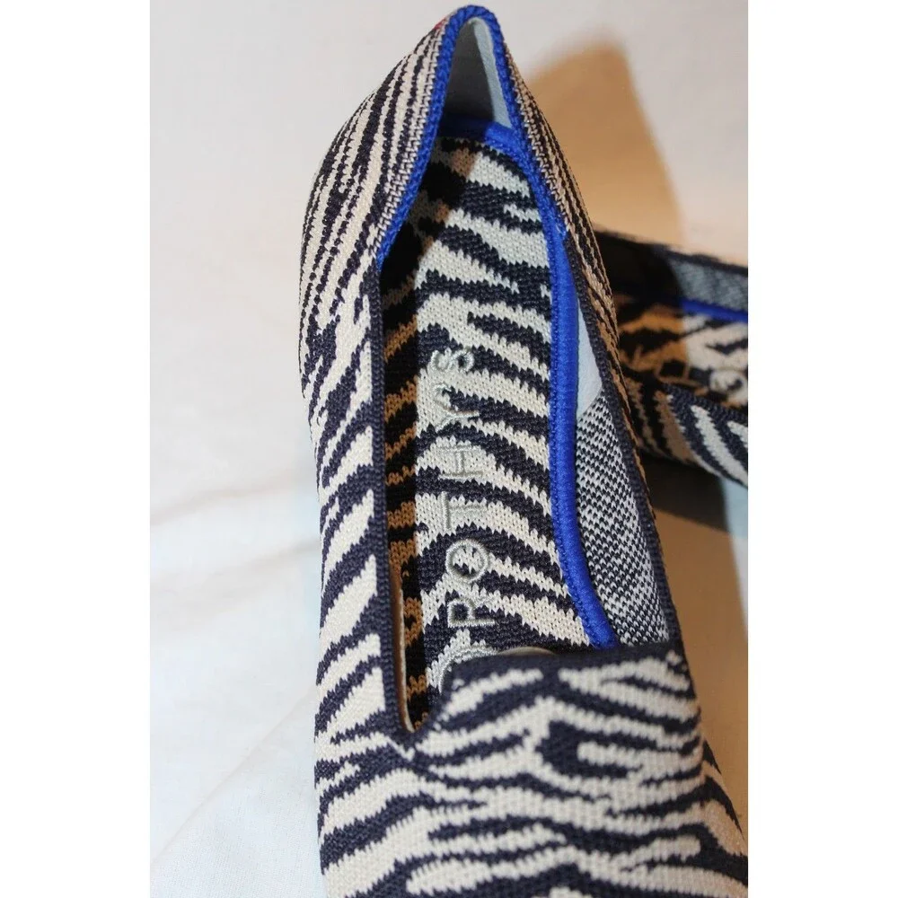Rothy's Women's The Loafer Zebra Slip In Ballet Flats New SZ 6 Black White